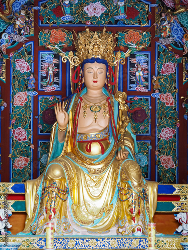 Closeup Shot of Guanyin / Guan Yin Buddhist Bodhisattva Statue in A Monastery of Kunming City, Yunnan Province, China.
