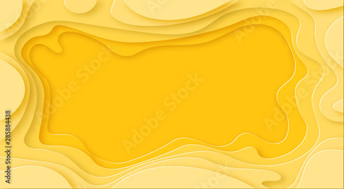 Shades of yellow background are cut out of paper with shadow. Place for advertisement announcement. Abstraction. illustration
