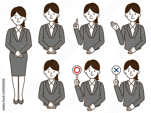 会社員女性シンプルイラスト セット