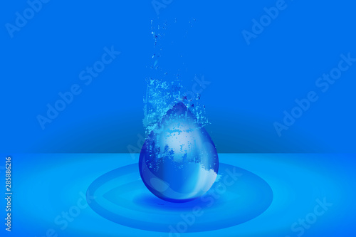 Drop of water splash blue vector web image background template