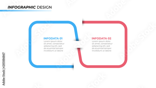 Business infographic thin line element. Vector with 2 steps, options.