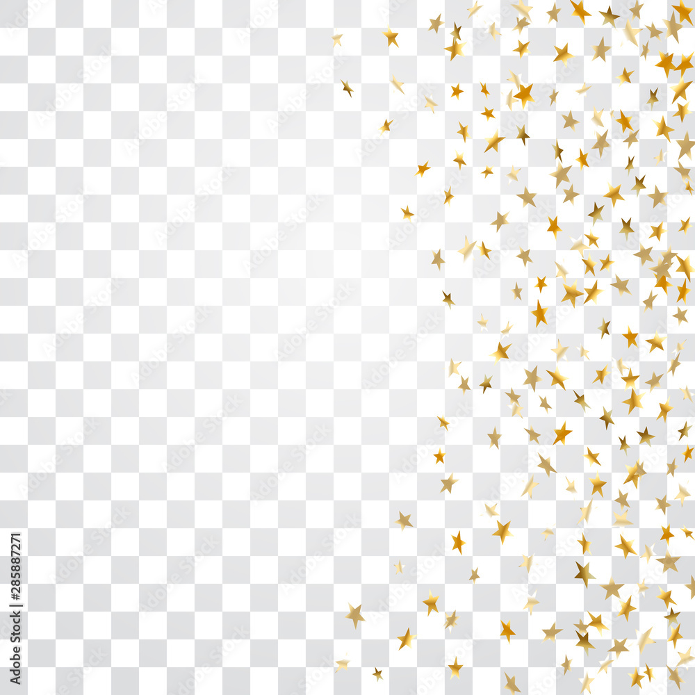 Gold stars falling confetti frame isolated on transparent background. Golden abstract pattern Christmas, New Year holiday celebration, festive, party. Glitter explosion. Vector illustration Gold stars falling confetti frame isolated on transparent background. Golden abstract pattern Christmas, New Year holiday celebration, festive, party. Glitter explosion. Vector illustration