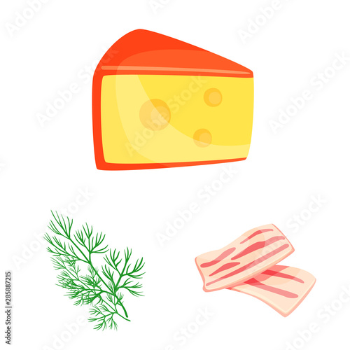 Vector illustration of food and flavors logo. Collection of food and ingredient vector icon for stock.