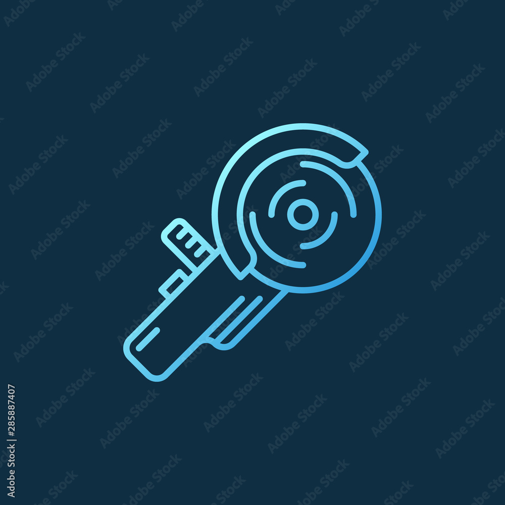 Angle Grinder vector blue concept linear icon or logo on dark background Angle Grinder vector blue concept linear icon or logo on dark background