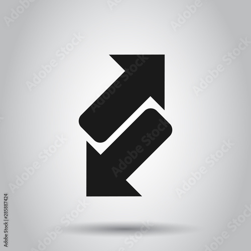 Reverse arrow sign icon in flat style. Refresh vector illustration on white background. Reload business concept. photo