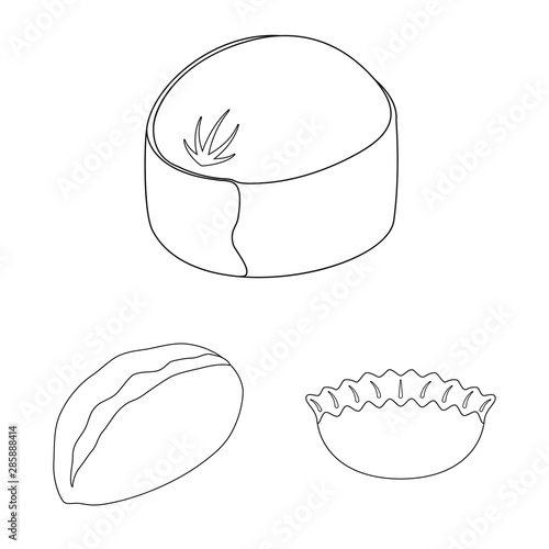 Vector illustration of food and dish symbol. Set of food and cooking stock symbol for web.