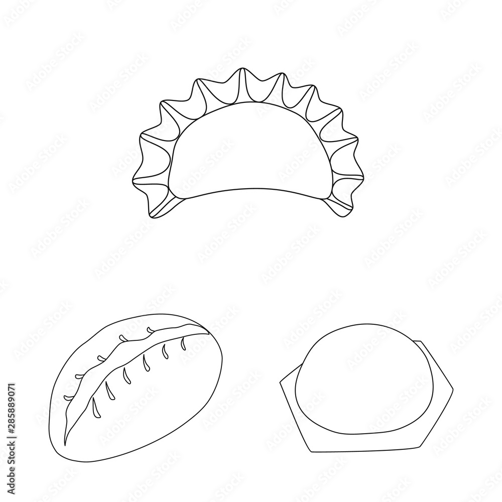 Vector design of food and dish symbol. Set of food and cooking stock vector illustration. Vector design of food and dish symbol. Set of food and cooking stock vector illustration.