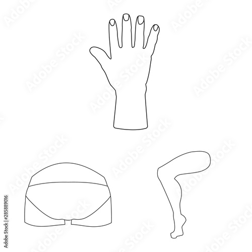 Isolated object of body and part logo. Collection of body and anatomy vector icon for stock.