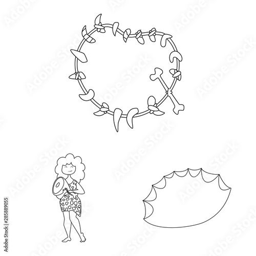 Isolated object of primitive and archeology icon. Set of primitive and history stock vector illustration.