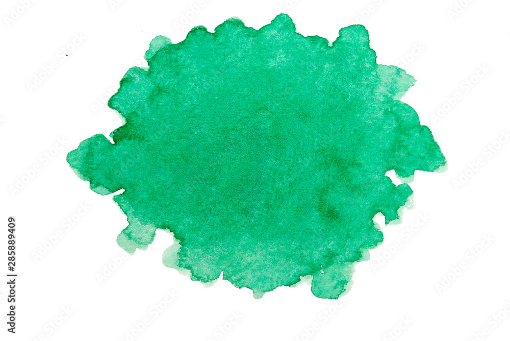 Green watercolor paint on white background. Green watercolor paint on white background.