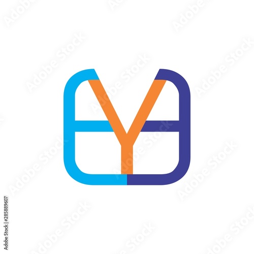 Square with EYB letter design vector photo