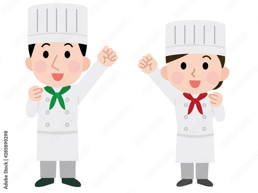職業 コック 料理人 男女 線なし イラスト 職業 コック 料理人 男女 線なし イラスト