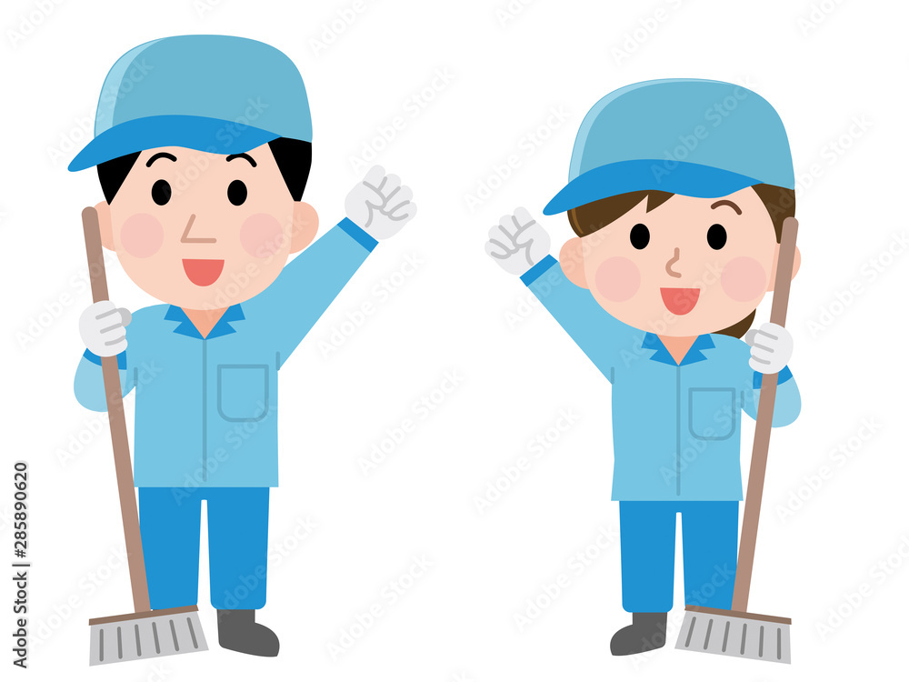 職業 清掃員 男女 線なし イラスト Stock ベクター Adobe Stock
