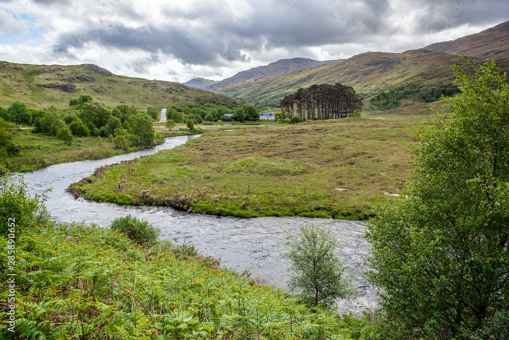 View of the River Ailort in Lohaber Scotland