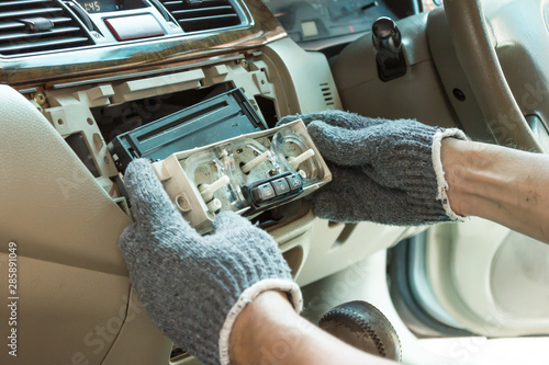 Repairing car front panel, Car service.