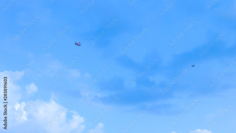 Blue sky with clouds and kite background. Blue sky with clouds and kite background.