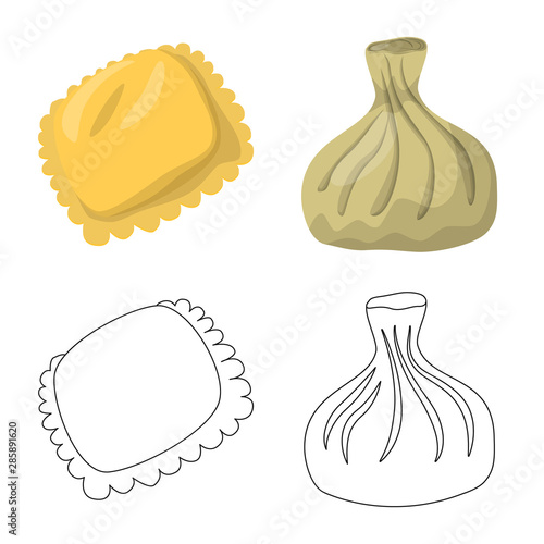 Vector illustration of products and cooking logo. Collection of products and appetizer stock symbol for web.
