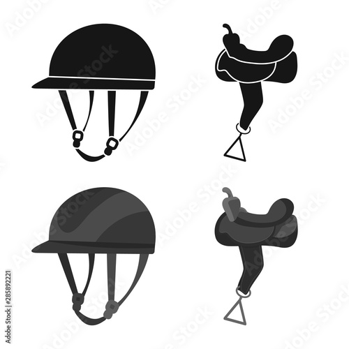 Vector design of equipment and riding icon. Set of equipment and competition vector icon for stock.