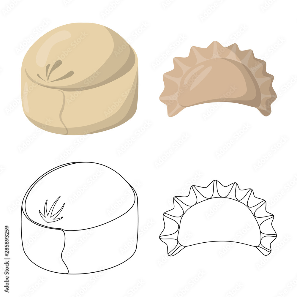 Vector illustration of products and cooking sign. Collection of products and appetizer stock symbol for web. Vector illustration of products and cooking sign. Collection of products and appetizer stock symbol for web.