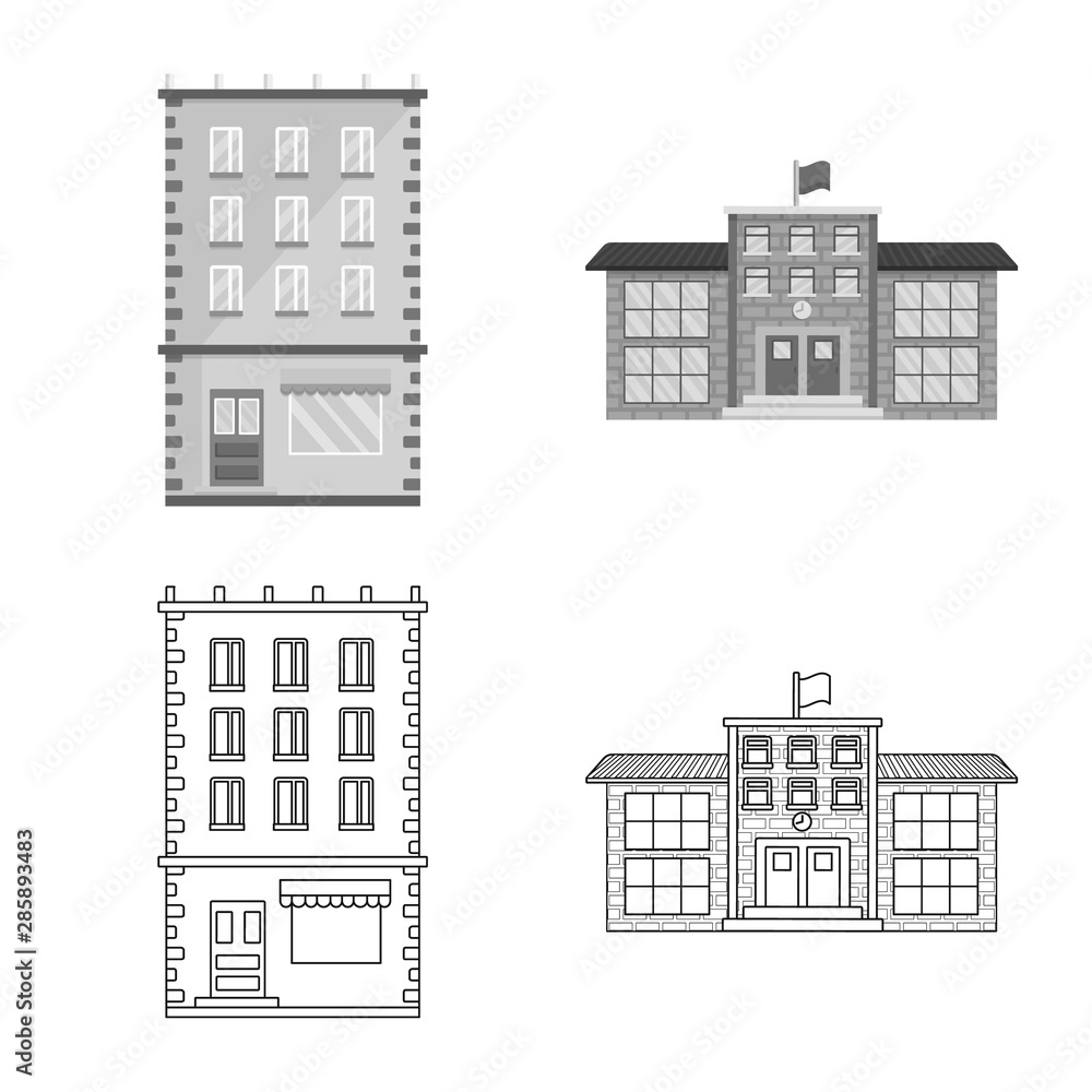 Isolated object of municipal and center logo. Collection of municipal and estate vector icon for stock. Isolated object of municipal and center logo. Collection of municipal and estate vector icon for stock.