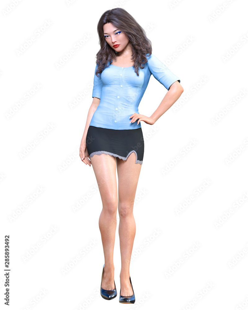 Long-haired brunette secretary Long-haired brunette secretary