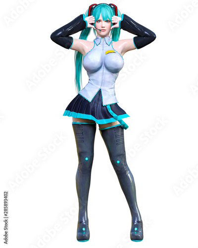 3D comics cosplay anime girl.