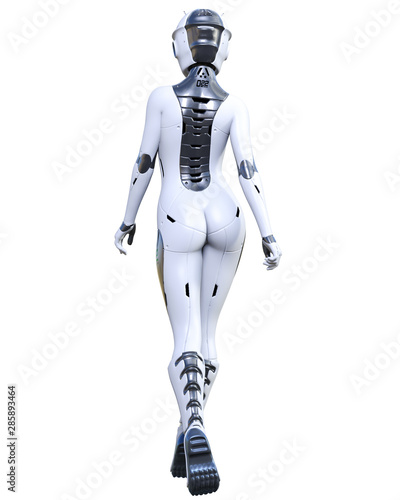 Robot woman. Matte metal droid. Artificial Intelligence. фототапет