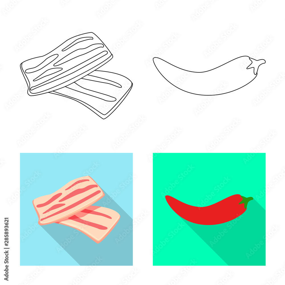 Vector illustration of taste and product symbol. Collection of taste and cooking stock symbol for web.