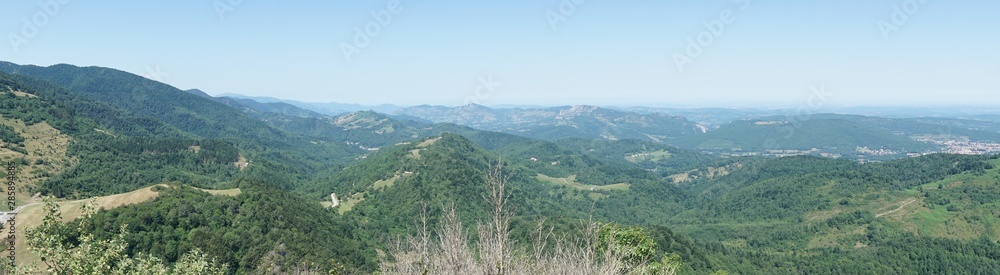 Panoramic view from the castle of Montsegur, France Panoramic view from the castle of Montsegur, France