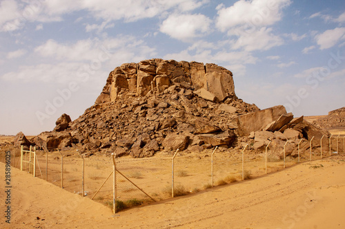 The Graffity Rock also known as Qaryat-al-Asba or Musayqirah Petroglyphs, Riyadh Province, Saudi Arabia