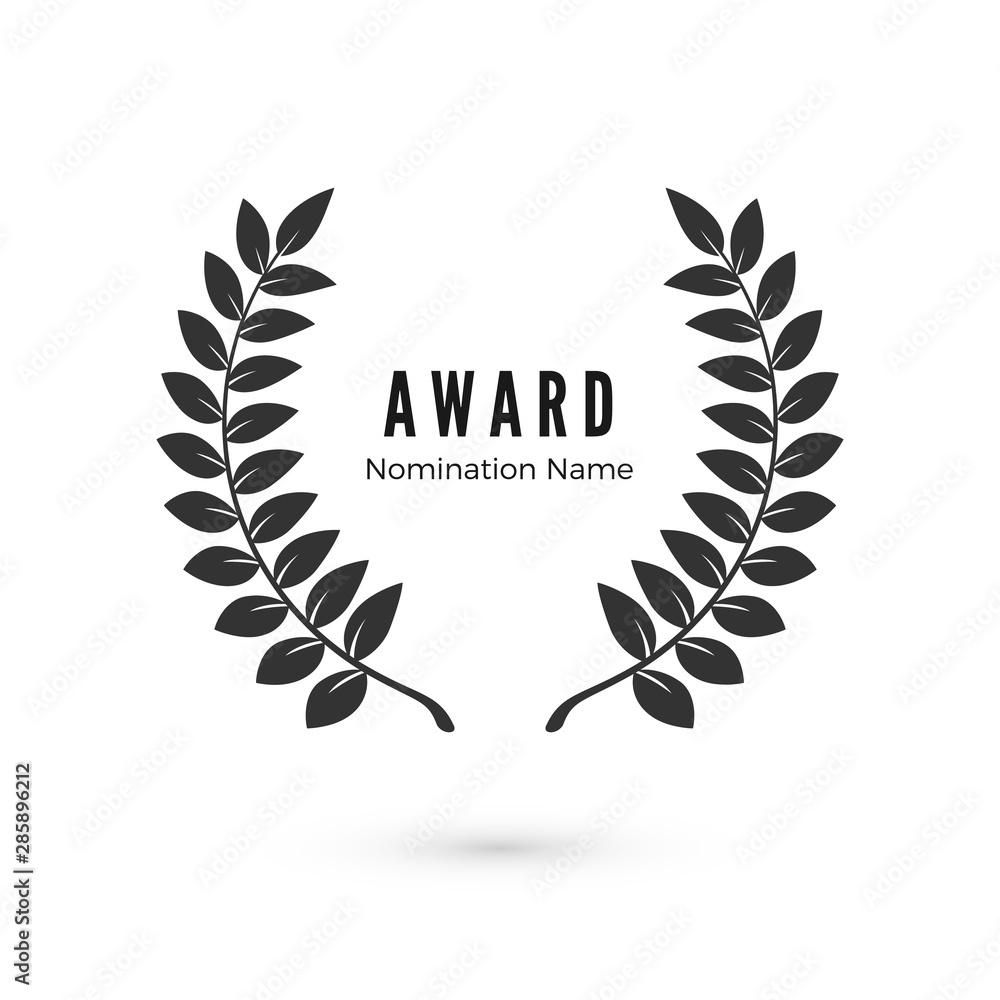 Laurel wreath icon for web design. Award sign. Vector illustration isolated on white background