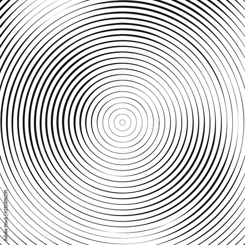 Black circular pattern on white background. Concentric circles. Vector illustration