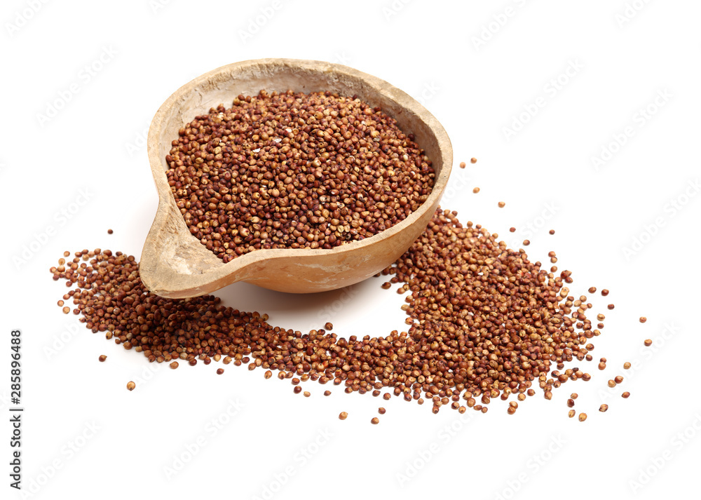 Sorgo seed (Sorghum Moench) on white background Sorgo seed (Sorghum Moench) on white background