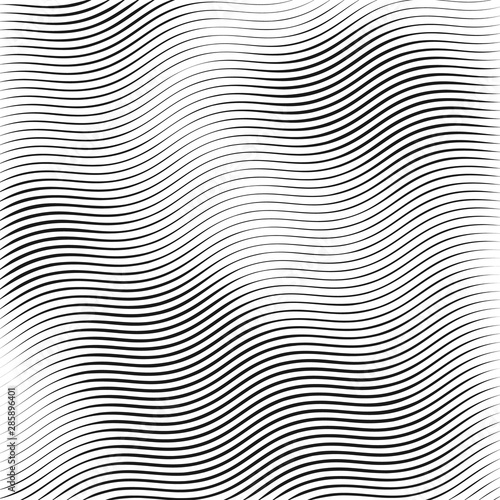 Stripe wavy lines. Monochrome wavy texture isolated on white background. Vector illustration