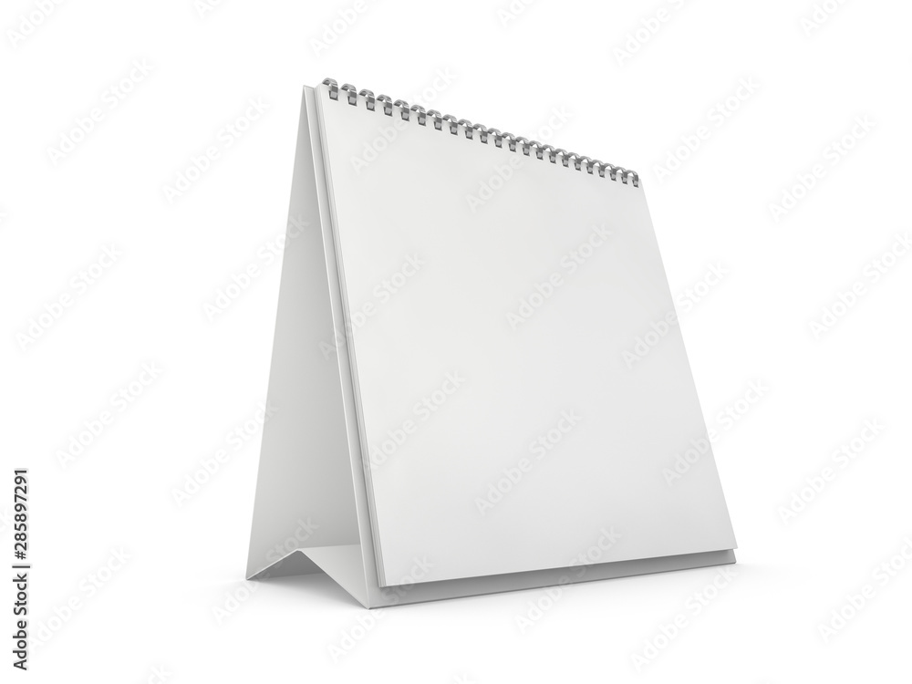 Empty square desk calendar on table. Mockup design concept. 3D Empty square desk calendar on table. Mockup design concept. 3D
