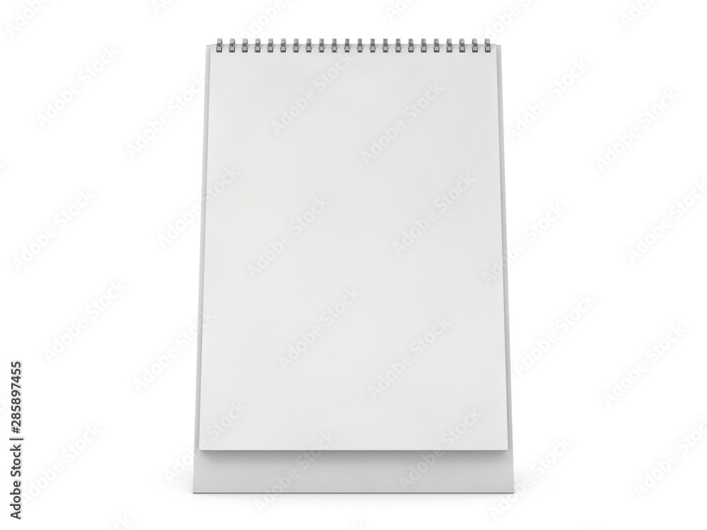 Empty vertical desk calendar on table. Mockup design concept. 3D Empty vertical desk calendar on table. Mockup design concept. 3D