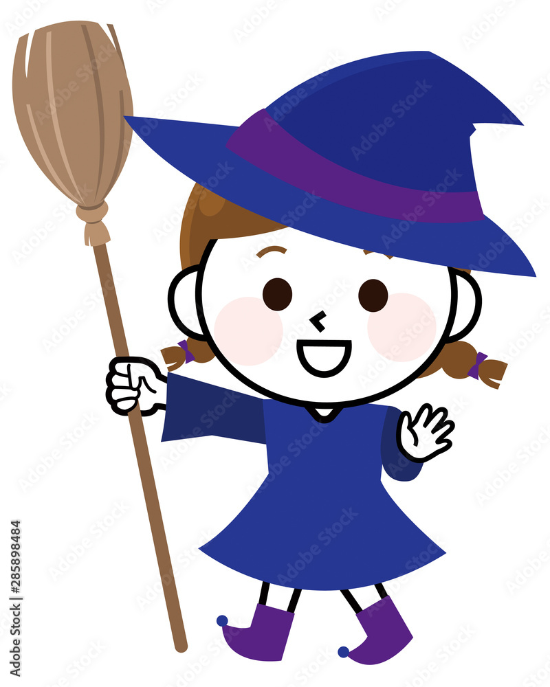 女の子 ハロウィン 仮装 魔女 イラスト Stock Vector Adobe Stock