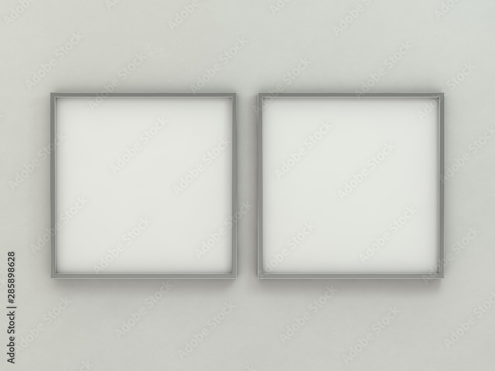 White blank square photo frame mockup over background. 3D White blank square photo frame mockup over background. 3D