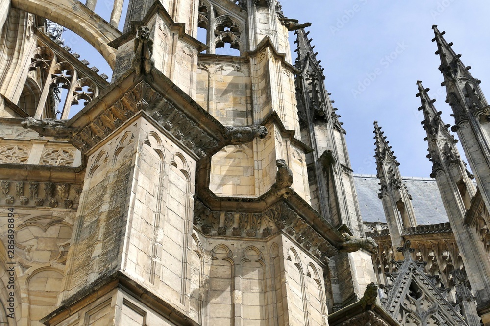 Gargouilles sur les contreforts de la cathédrale Sainte-Croix à Orléans, Loiret, France