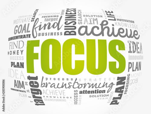 FOCUS word cloud collage, business concept background