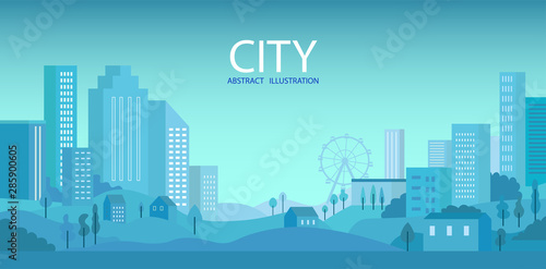 City skyline Vector illustration. Urban landscape. Daytime cityscape