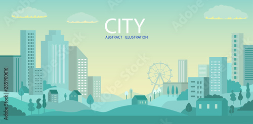 City skyline Vector illustration. Urban landscape. Daytime cityscape