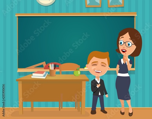 Surprised teacher with open mouth.