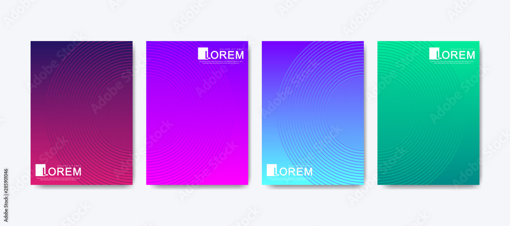 Modern colorful abstract gradient lines pattern background cover design. Trendy vector template for web, brochure, leaflet, flyer, cover, banner, poster. Cool bright gradients. Vivid vibrant color