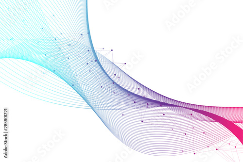 Big Genomic Data Visualization. DNA helix, DNA strand, DNA Test. Molecule or atom, neurons. Abstract structure for Science or medical background, banner. Wave flow