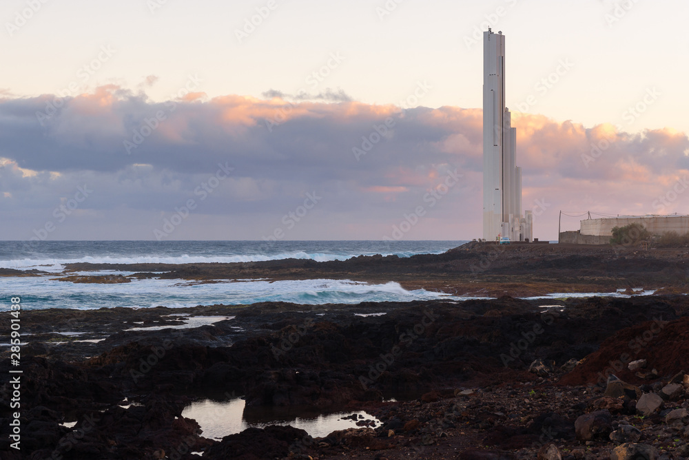 Lighthouse of Punta del Hidalgo at sunrise, Tenerife Island, Spain