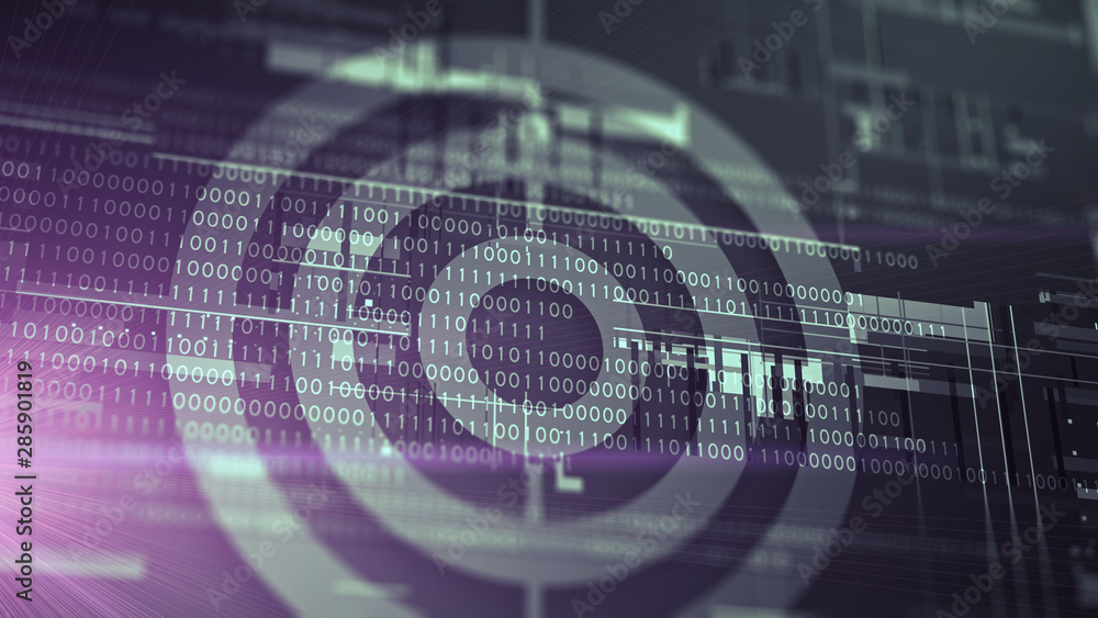 Obraz premium Target with digital binary code background