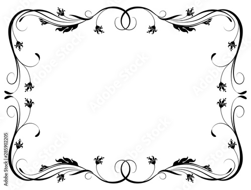 Decorative vintage frame with floral ornament in retro style isolated on white