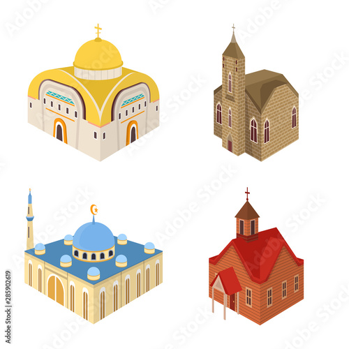 Vector design of architecture and building logo. Collection of architecture and clergy stock vector illustration.