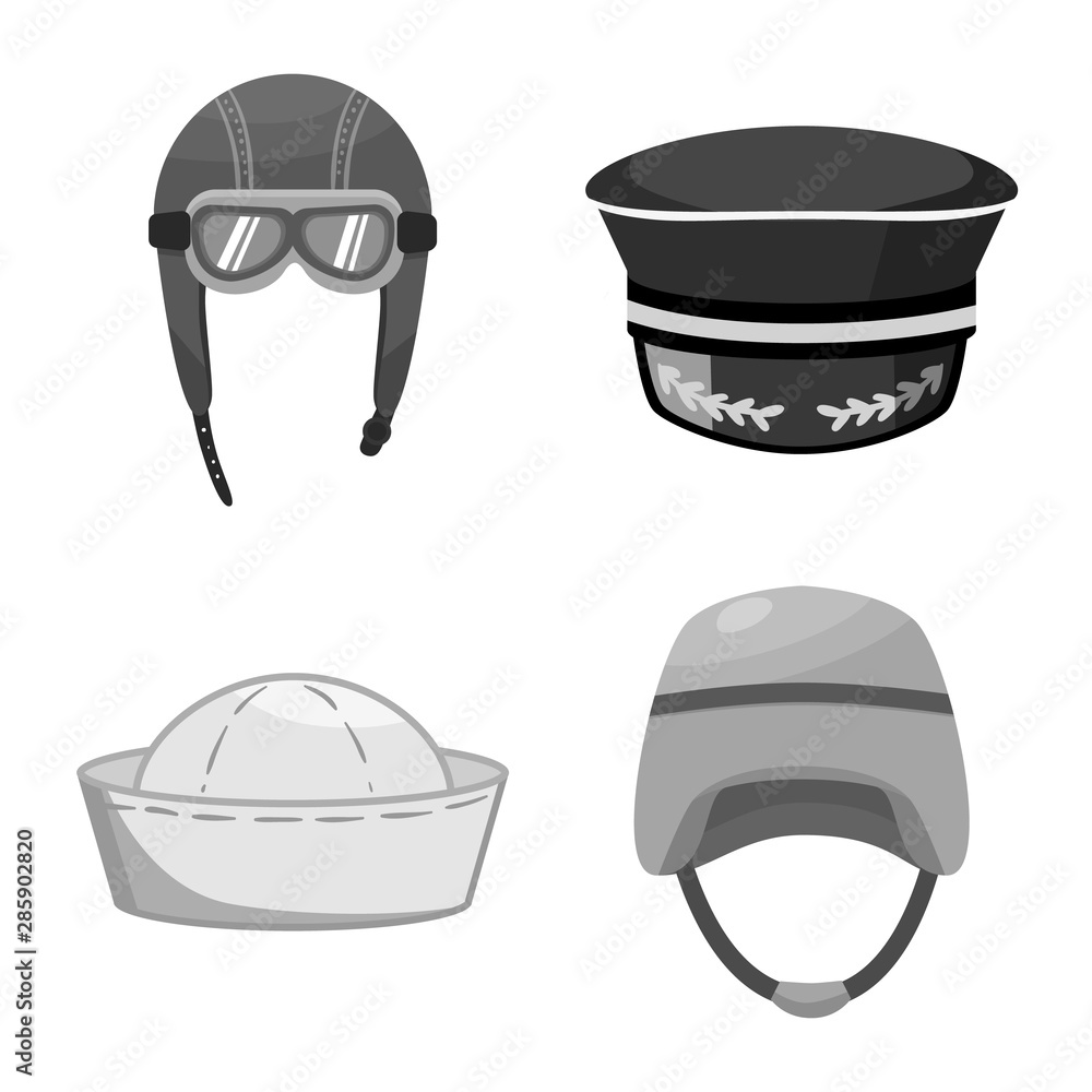 Vector design of headgear and modern icon. Set of headgear and clothing vector icon for stock. Vector design of headgear and modern icon. Set of headgear and clothing vector icon for stock.